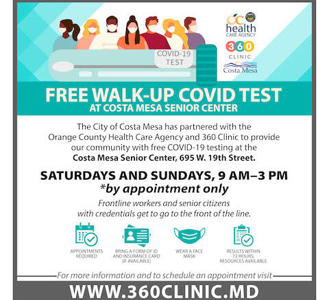 New Covid-19 Testing Kiosk To Be Open Saturdays And Sundays At The Senior Center City Of Costa Mesa News